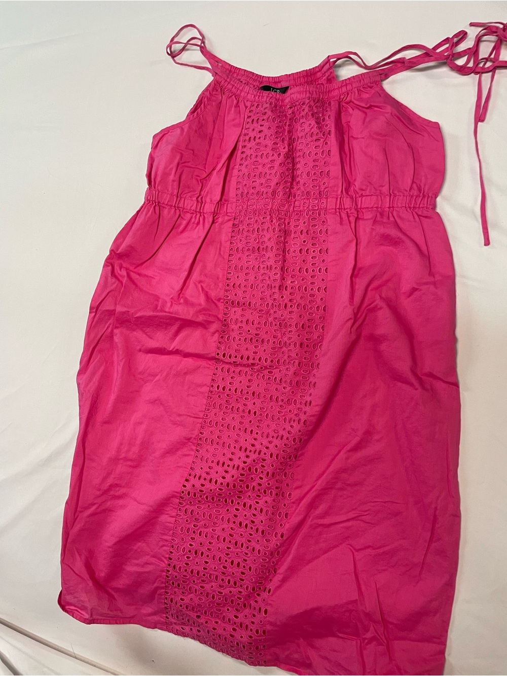 J.Crew Bright Hot Pink Eyelet Detail Sundress L